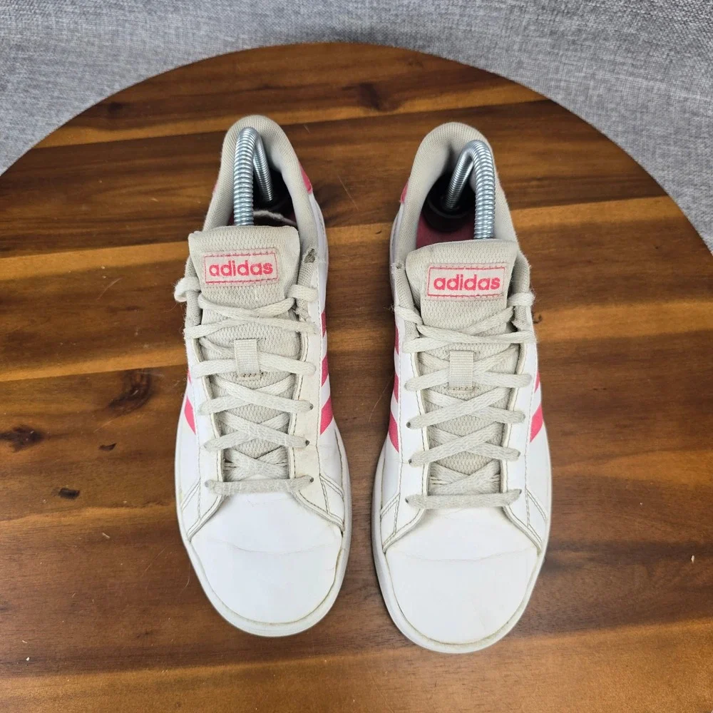 Adidas Grand Court White Pink Glitter Sneakers‎ EG5136 Womens 5.5 Low Top Shoes